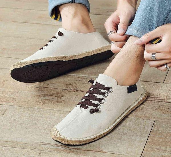 

dress 2022 canvas men flat casual breathable hemp lazy cool young man shoes cloth footwear black blue ka1494 09204530209