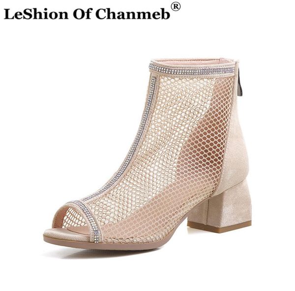 

elegant shiny crystal summer net boots women laides peep toe sandals woman female peep toe zip mesh shoes 3343 sandalias mujer4743999, Black