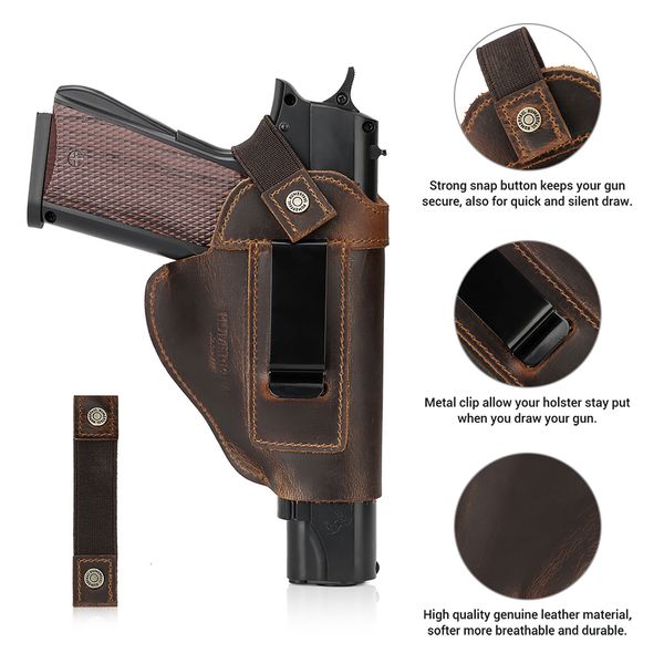 

bag parts accessories genuine leather universal gun cover with concealed carry holsters belt for all size handguns 230519, Black