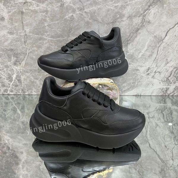 

brand fashion designer platform men casual shoes leather lace-up sneaker lady flat running trainers letters gym sneaker2023, Black