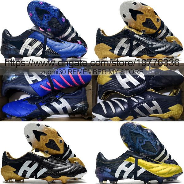 

send with bag quality soccer boots predator pulse fg ucl champions trainers football shoes for mens firm ground soft leather comfortable lit, Black