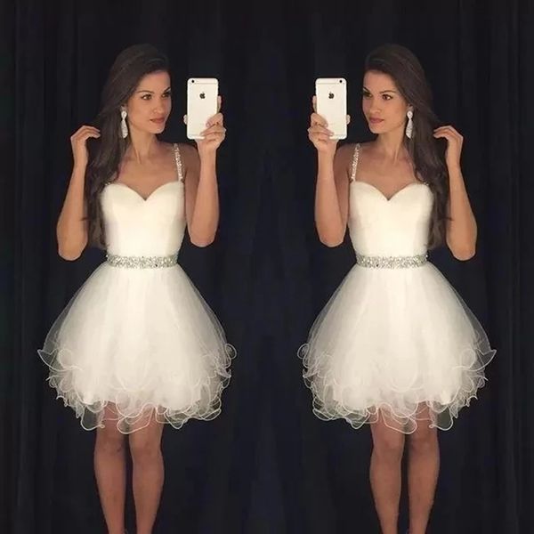 

short homecoming dresses white spaghetti sweetheart beading sequins ball gown party gowns princess plus size mini birthday prom graudation c, Blue;pink