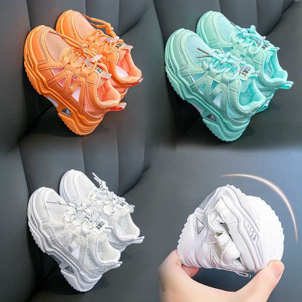 

girls sandals 2022 summer new soft bottom non-slip kids fashion boys hollow children school sport shoes versatile solid white g220512, Black;red