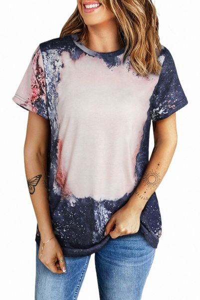 

multicolor blank apparel- western fashion bleached tie-dye t-shirt z2gj#, White