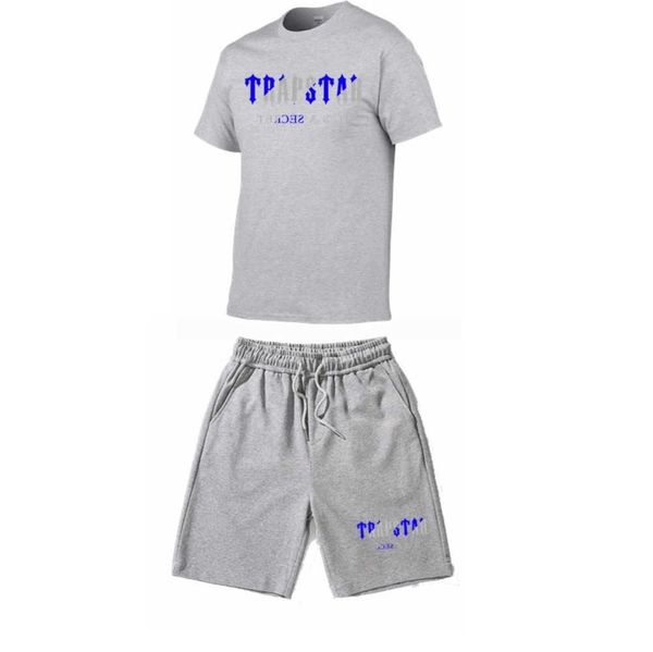

trapstar tracksuit set men t shirtshorts sets summer sportswear jogging pants streetwear harajuku tshirt suit 0ess, Gray