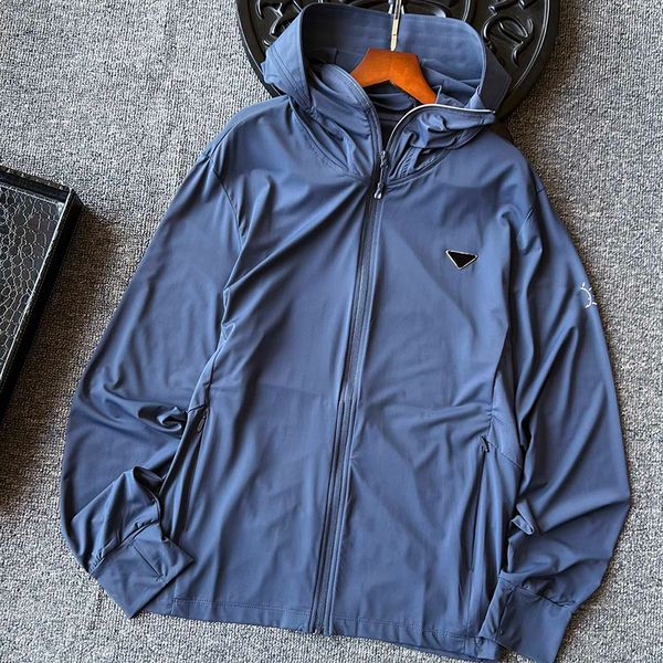 

luxury designer coat ice silk material hooded long-sleeved sun protection clothing lightweight prad jacket outdoor sports casual womens suns, Black;brown