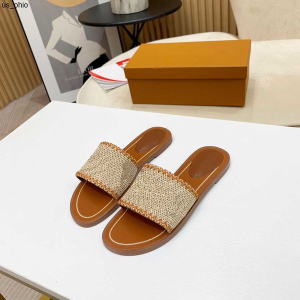 

slippers 2021 slides women sandal slippers lock it flat mule leather slippers for women padlock sandals 1a5806 flat flip flops j230520, Black