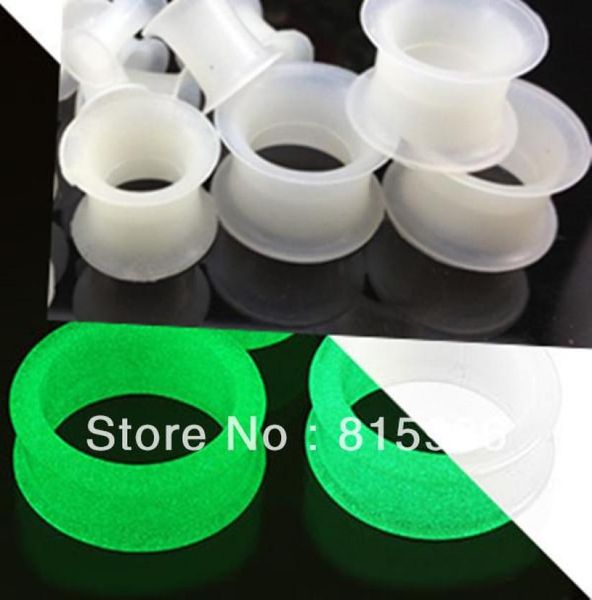 

wholes 240pcslot 8 size soft silicone glow in dark ear plugs unique piercing flesh tunnel f616384036, Silver