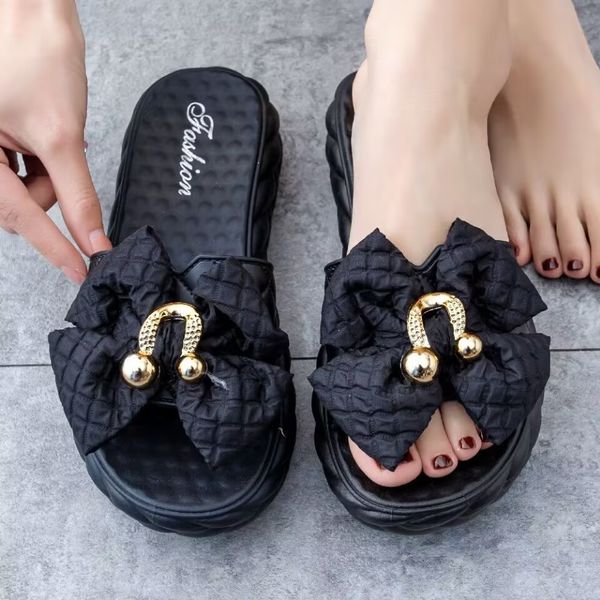 

summer slippers high appearance level beautiful fashion cute princess sandals outdoor comfortable non-slip wear-resistant beach play, Black
