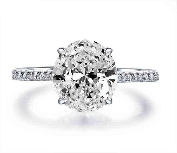 

925 sterling silver wedding ring finger luxury oval cut 3ct simulated diamond rings for women engagement jewelry anel6115333, Golden;silver