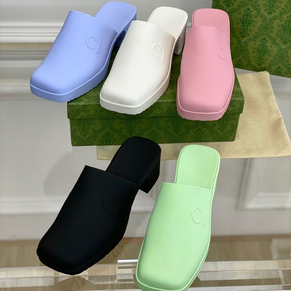 

designer sandals luxury platform slide g letter pattern slippers transparent materials sandal rubber 5.5cm chunky heels slipper flip flops m, Black