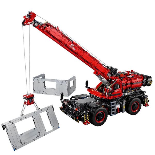 

with motor rough terrain crane car building blocks bricks derrick freight elevator education kids christmas birthday gift toys239g