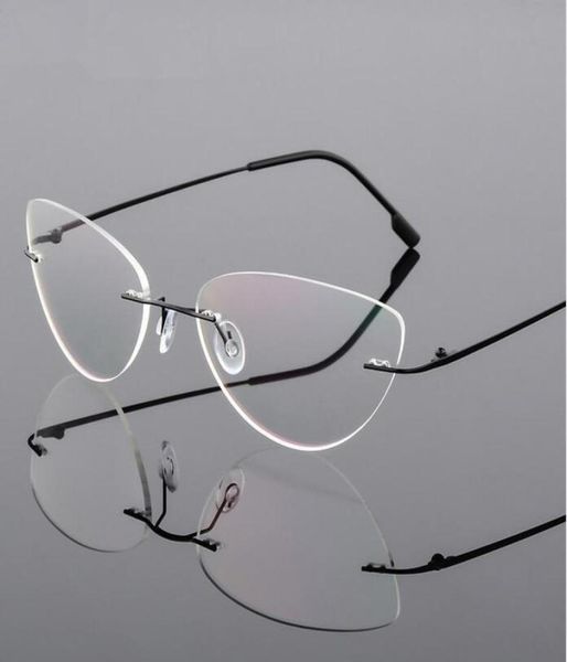 

rimless glasses frame women titanium ultralight eyeglasses prescription frameless cat eye screwless eyewear myopia optical frame 16987682