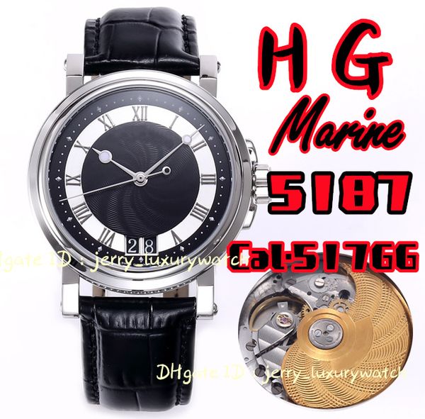 

hg 5817 marine luxury men's watch cal.517gg mechanical movement, hollowed out eccentric "moon" hands, iconic water ripple sty, Slivery;brown