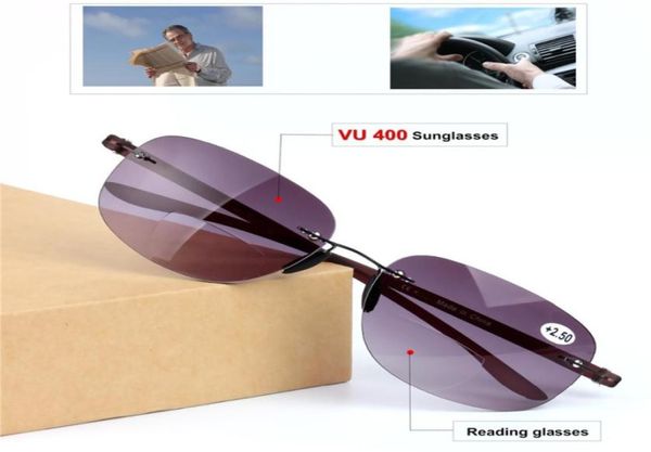 

whole grayfading tinted flatbifocal readingglasses sunglasses uv400 rimless sporty driving sunglasses1003009701491
