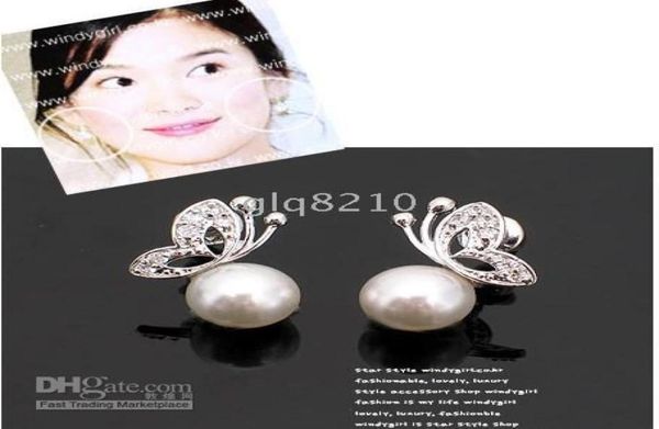 

pearl earring with butterfly pattern fashion earrings women039s brand new arrival xmas gifts discount 30pcslot2257414, Golden;silver