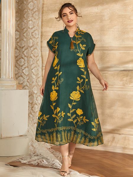 

plus size dresses toleen women size large midi luxury elegant summer short sleeve abaya muslim party evening oversized clothing 230518, Black