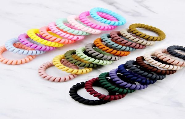 

10pcsset spiral shape hair ties grinded elastic hair bands girls accessories rubber band headwear gum telephone wire hair rope m99537122, Slivery;white