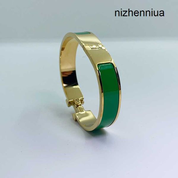 

12mm wide designer bracelet for women fashion h letter luxury classic stainless steel enamel christmas valentine day jewelry gifts cxt7, Black