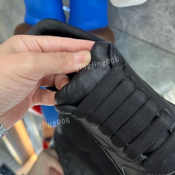 

brand fashion designer platform men casual shoes leather lace-up sneaker lady flat running trainers letters gym sneaker, Black