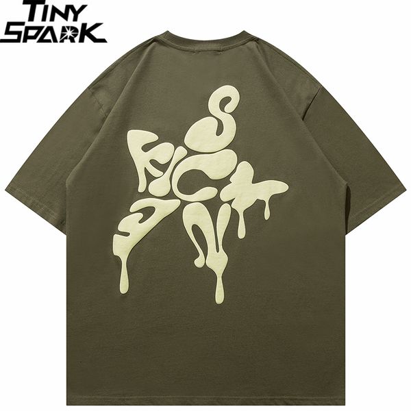 

mens tshirts men streetwear tshirt melting letter star graphic tshirt cotton harajuku t shirt summer hip hop tees hipster 230518, White;black