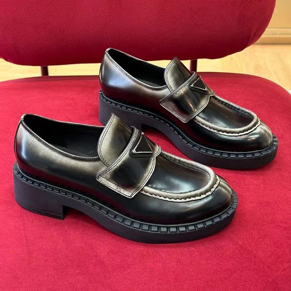 

fashion dress shoes mule shoes triangle buckle decoration women wedding party quality leather high heel flat shoe business formal loafer soc, Black