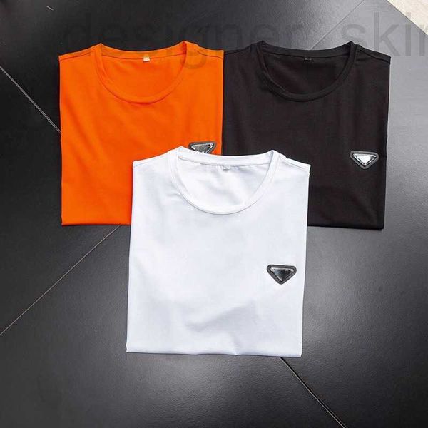 

men's t-shirts designer tshirt fashion metal triangle short sleeved men women merrized cotton pullo tshirt casual half round neck tee 9, White;black