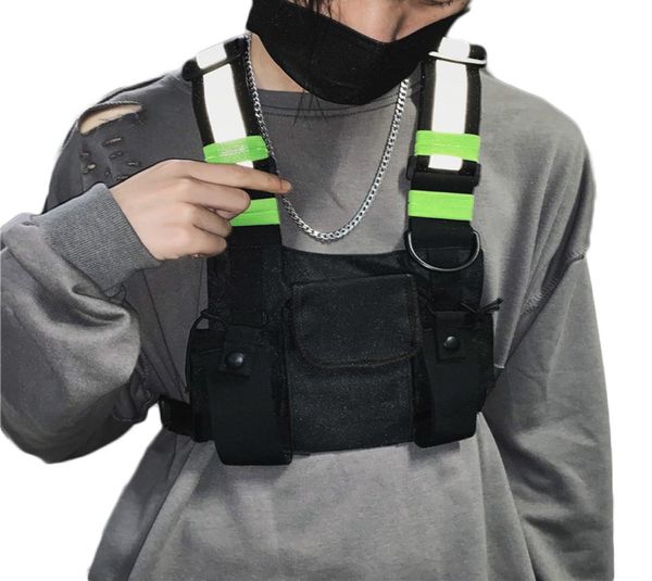 

male functional kanye hip hop black vest bag women tactical streetwear bags female waist packs fashion men chest rig bag g1313171059