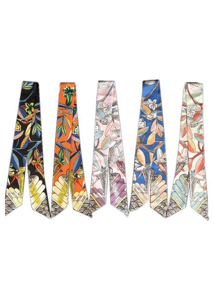 

new design luxury ladies scarf fashion multifunction tied bag wrap scarf ladies turban wrist scarf small silk headband bs03 g220513, Blue;gray