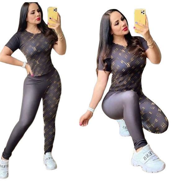 

2023 designer brand women's tracksuits letters and pattern printing shirt pants summer y2k two piece womens outifits casual sports suit, Gray