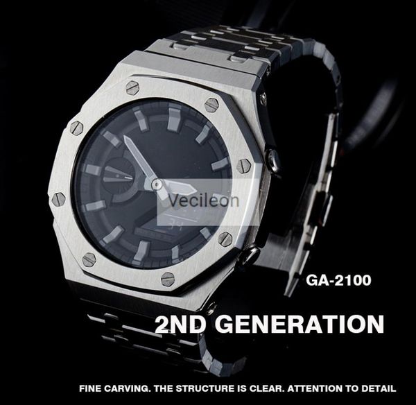 

ga2100 watchband and bezel for ga2100 watch set modification watchband bezel 100 metal 316l stainless steel with tools lj4642145, Black;brown