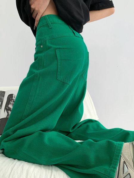 

women's jeans houzhou green baggy jeans y2k aesthetic women oversize korean fashion streetwear wide leg denim pants vintage trousers pa, Blue