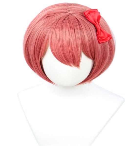

sayori wig halloween cosplay costume red wig with red bow018823422, Black;brown