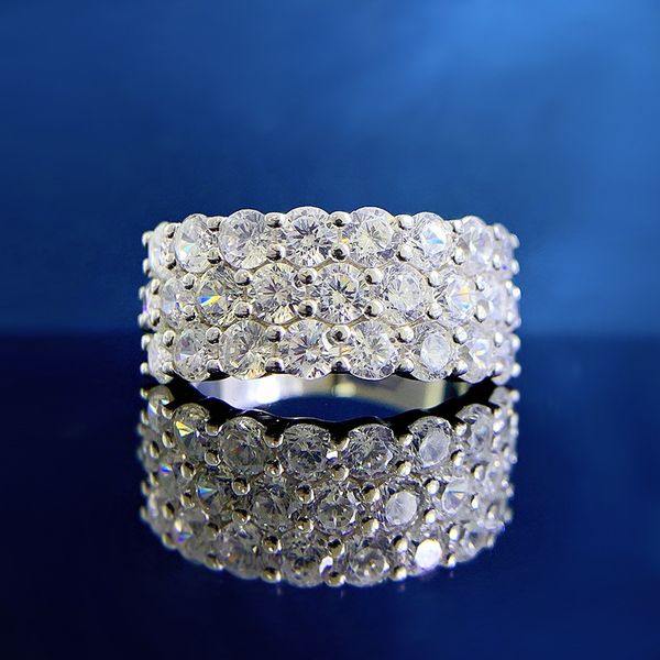 

classic moissanite diamond ring 100% real 925 sterling silver party wedding band rings for women bridal engagement jewelry gift, Slivery;golden