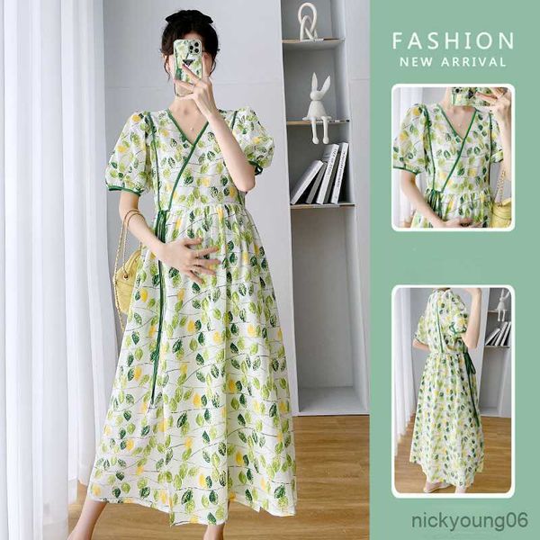 

fashion elegant breathable summer new maternity clothes plus size for ps shoot plus size casual pregnant dresses r230519, White