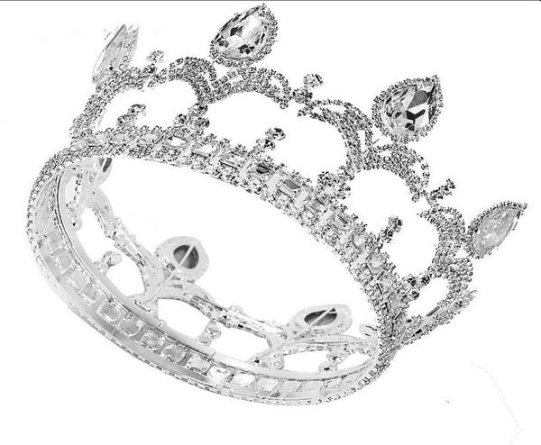 

new luxury big european bride wedding crown gorgeous crystal large round queen crown wedding hair accessories jci1103129610, White;golden
