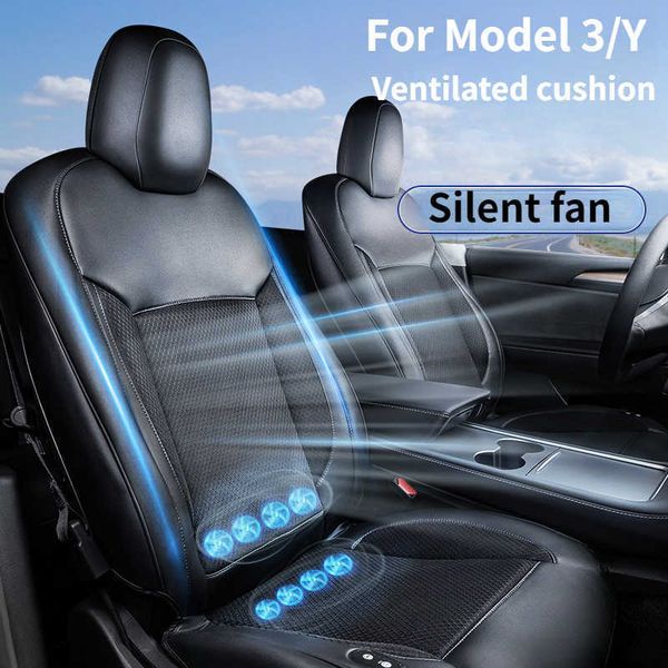 

seat cushions car seat cover for tesla model 3/y summer cool breathable ventilated cushion massage with fan charging by charger g230519