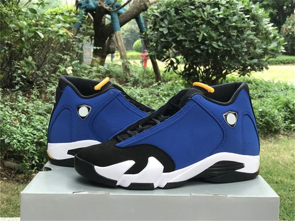 

2023 release authentic 14 laney 14s varsity royal black maize white men outdoor shoes with original box 487471-407