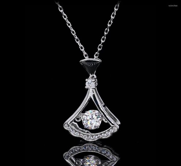 

pendant necklaces spiritual skirt dance s925 silver color white gold plated gra moissanite diamond necklace 50 points d christmas gift prom