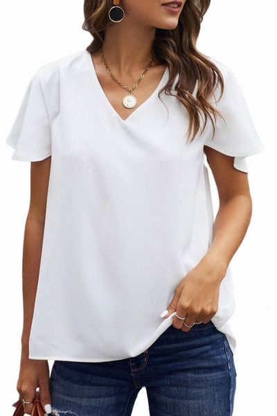 

white v neck short sleeve tee 2023 new 2023 new 12vn#