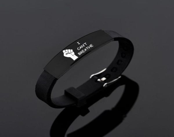 

i cant breathe bracelets silicone bangles for women men fashion adjustable american protest black stainless steel letters bracelet2619036
