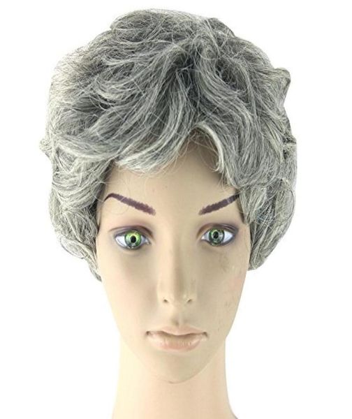 

women039s fashion short wavy curly grandma grey cosplay wigs daily wearing1874295, Black