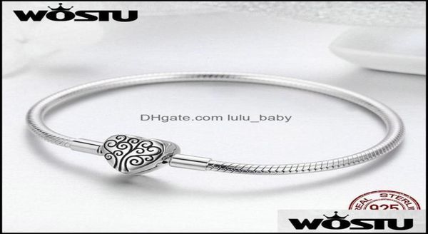 

link chain bracelets jewelry wostu genuine 925 sterling sier tree of life charm bracelet bangle for women fit original brand diy b6550548, Black