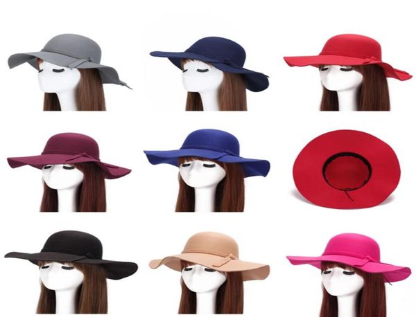 

new autumn winter wide brim women hats fashion ladies wool felt sun hats female beach cap gh45 whos 6862035, Blue;gray