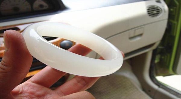 

pretty women039s jewelry women white jade bracelet with a certificate real natural white jade bracelets size 5468mm8533606, Black