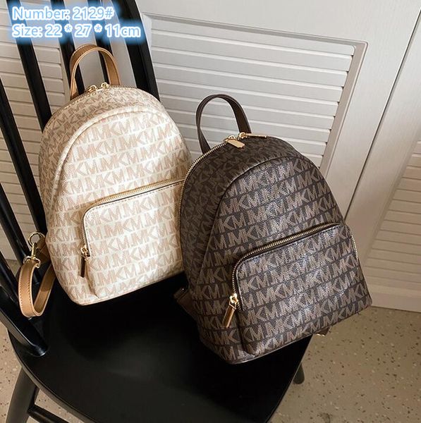 

wholesale ladies shoulder bag 2 colors simple vertical fashion handbag outdoor sports travel wear-resistant leather leisure backpack letter printing package, Beige-2129#