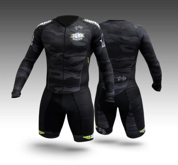 

racing sets no cushion suit long sleeve triathlon mens speed roller skate skinsuit kit fast skating clothingracing setsracing3307487, Black;blue