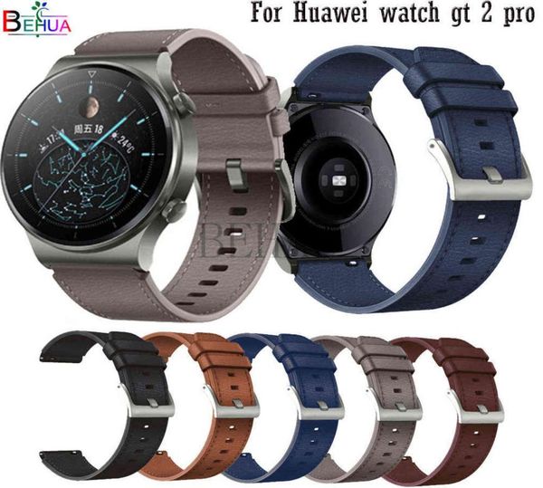 

22mm genuine leather strap watchband for huawei watch gt 2 pro original wristband quick releas bracelet for samsung galaxy 3 45m y6283113, Black;brown