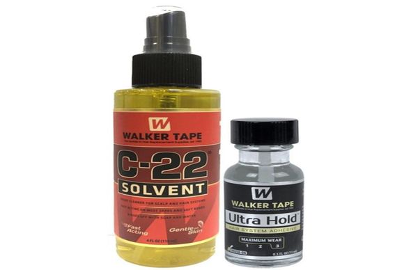 

1bottle walker tape c22 solvent remover 4 oz 1bottel ultra hold small adhesive glue for toupee hair 05 oz 15ml3222111, Black;brown