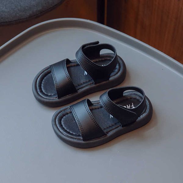

sandals summer children leather sandals toddler girls boy beach shoes kids infant open toe tpr casual shoes 3-6y black sport sandalias aa230, Black;red